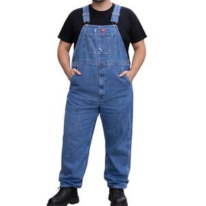Dickies Denim Bib Overalls 42z30 Blue Denim Workwear Utility Farm Chore Barn